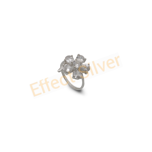 Сребърен пръстен с камъни - "Цветя"